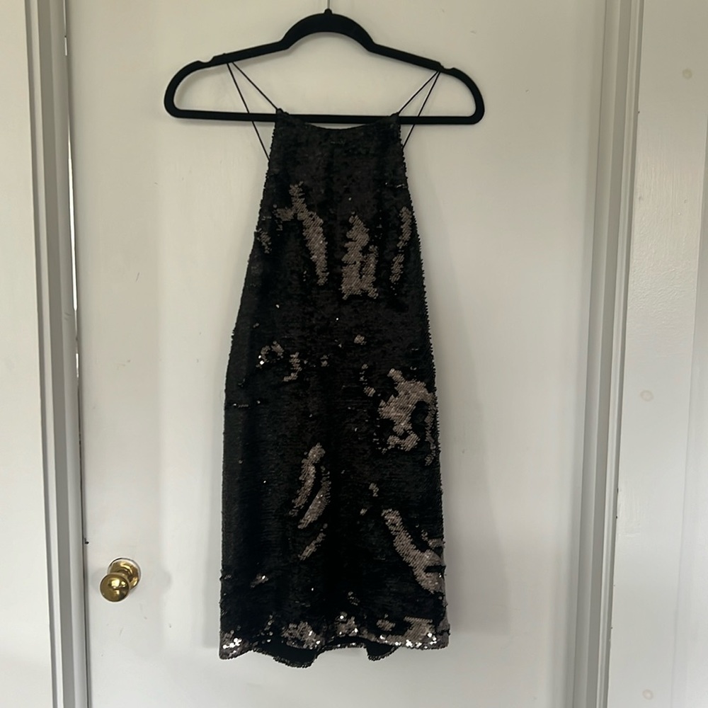 Black and silver sequence strappy dress